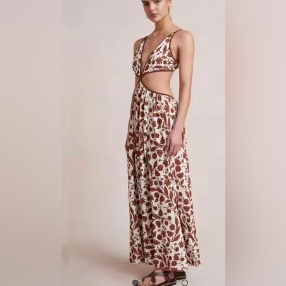 Bec & Bridge Cut Out Floral Maxi Dress Size USA 8 AUS 12